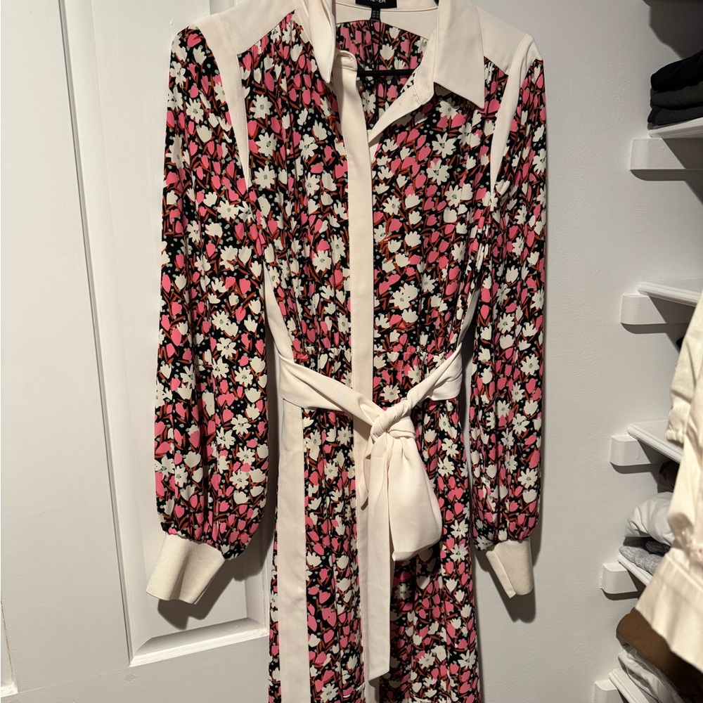 ME+EM Floral Long Sleeve Dress - Pink and Black